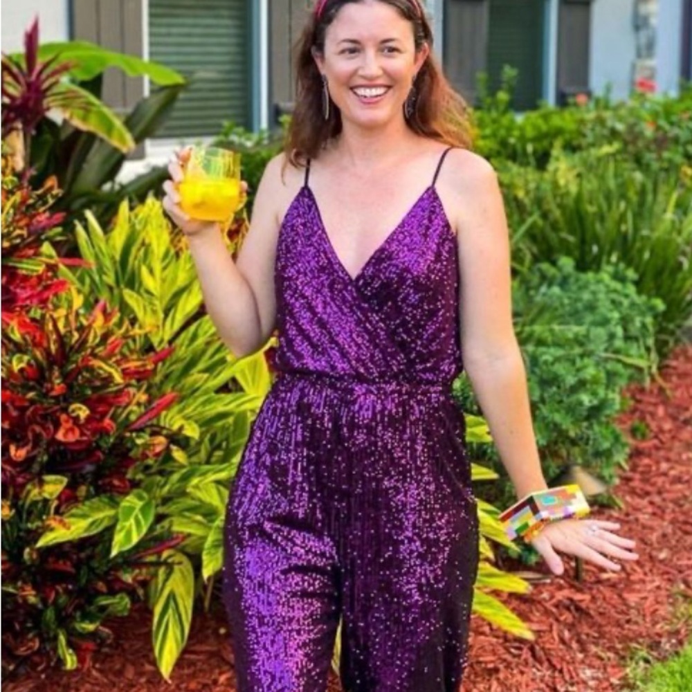 Express Sparkling Purple Jumpsuit
